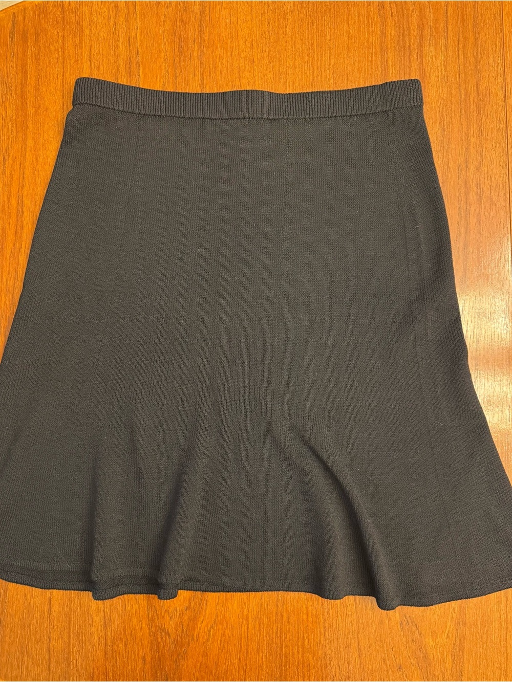 St. John Black Knit Flare Skirt
